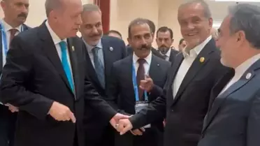 Çin'deki zirvede samimi anlar! Pezeşkiyan'dan Erdoğan'a davet