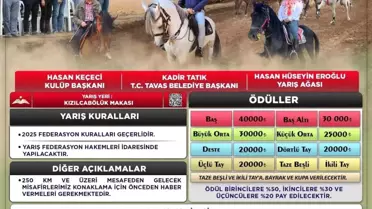 14. Tavas Rahvan At Yarışları 14 Eylül'de Düzenlenecek