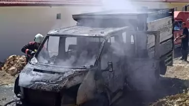 Malatya'da Şantiyede Araç Yangını