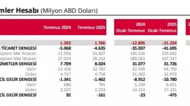Türkiye’nin Cari İşlemler Hesabı Temmuz’da 1.76 Milyar Dolar Fazla Verdi