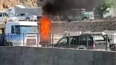 Gümüşhane'de LPG'li Araç Yandı