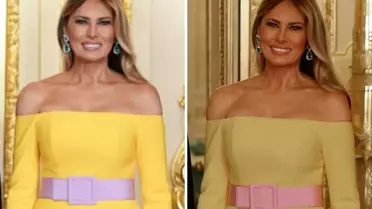 Melania Trump'ın Kraliyet yemeğinde giydiği elbise olay yarattı