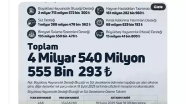 Çiftçilere 4,54 Milyar TL Destek Ödemesi