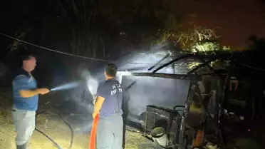Samandağ'da Depo Çadırı Yangınla Yandı
