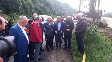 Bakanlar Rize'de Sel ve Heyelan İncelemesi