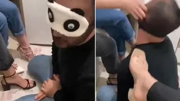 İnfial yaratan görüntü! 3 kadın 1 erkeği köle gibi kullandı