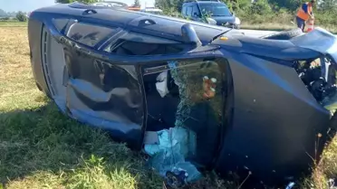 Bolu'da Takla Atan Araçta Sürücü Kurtuldu
