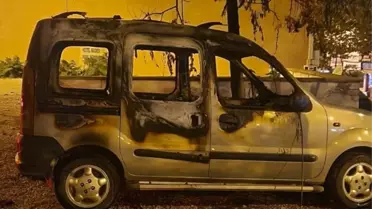 Amasya'da Otoparkta Araç Yangını