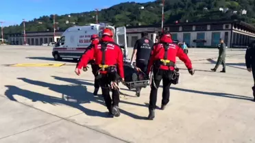 Rize'de Yaşlı Kadın Helikopterle Kurtarıldı
