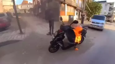 Bursa'da Motosiklet Alev Aldı