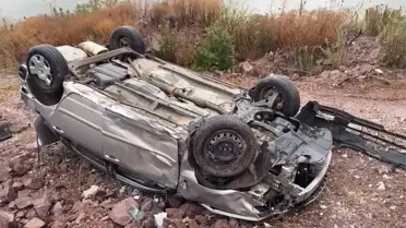 Körfez'de Şarampole Yuvarlanan Araçta Sürücü Ağır Yaralandı