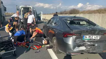Tekirdağ'da Motosiklet Otomobile Çarptı