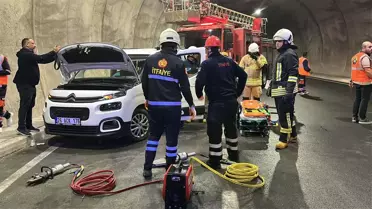 Troya Tüneli'nde Trafik Kazası Tatbikatı