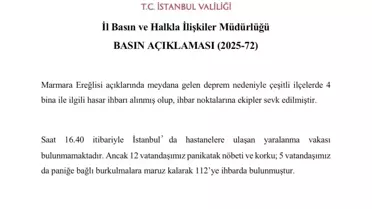 Marmara'da 5 Büyüklüğünde Deprem