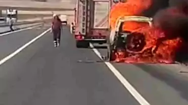 Çınar'da Cip Yangını