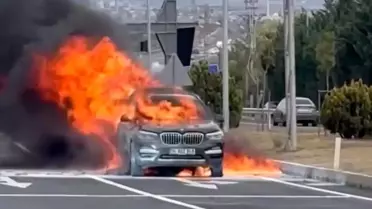 Tekirdağ'da Otomobil Alev Alev Yandı