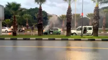 Manisa'da Otomobil Yangını