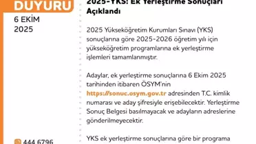 YKS Ek Yerleştirme Sonuçları Açıklandı