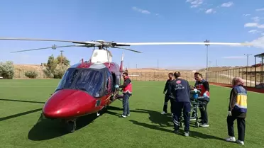 Erzurum'da ambulans helikopter solunum sıkıntısı çeken hasta için havalandı