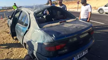 Takla Atan Araçta Çift Yara Almadan Kurtuldu
