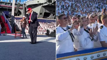 Trump dans figürleriyle binlerce askeri coşturdu