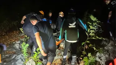 Alanya'da Otomobil Uçuruma Yuvarlandı