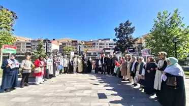 Bayburt'ta 'Gazze için Sessiz Çığlık' etkinliğiyle İsrail protesto edildi