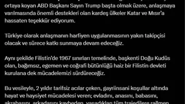 Erdoğan'dan Gazze'de Ateşkes Açıklaması