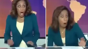 Canlı yayında inanılmaz anlar! Spikerin yüzündeki korku kamerada