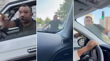 Trafik magandası kadınlara dehşeti yaşattı! Hakaret yağdırıp aracı yumrukladı