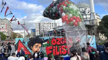 Bağcılar'da Gazze'deki kız çocukları için balonlar uçuruldu