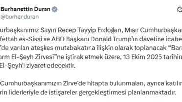 Cumhurbaşkanı Erdoğan, Barış Zirvesi İçin Mısır'a Gidiyor