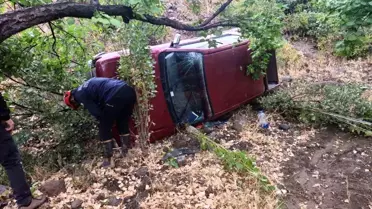 Hekimhan'da Pikap Şarampole Uçtu