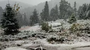 Hacıağaç Yaylası'na İlk Kar Düştü