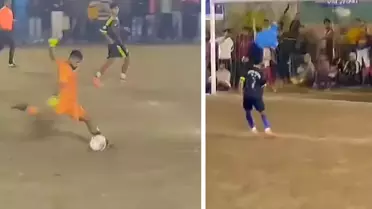 Amatör Maçta Kaleci, Kendine Direk Asisti ile Gol Attı