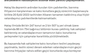 Hatay'da Çadır Kentler Kaldırıldı