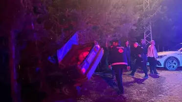 Osmaniye'de otomobil uçuruma düşmekten ağaç sayesinde kurtuldu: 3 yaralı