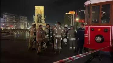 Taksim tramvayında korkutan yangın