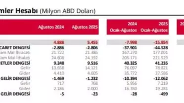 Ağustos'ta Cari İşlemler Hesabı 5,5 Milyar Dolar Fazla Verdi