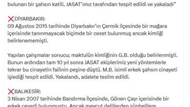 JASAT, 10 ve 18 yıllık cinayetleri çözdü