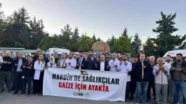 Mardin'de sağlıkçılar Gazze için ayakta