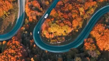 Sonbahar Renklerinde Kıvrımlı Yollar