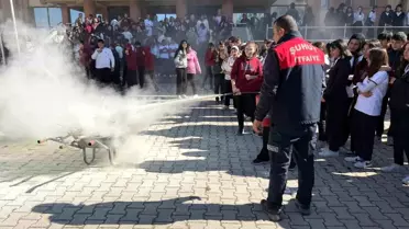 Şuhut'ta Öğrencilere Yangın Tatbikatı