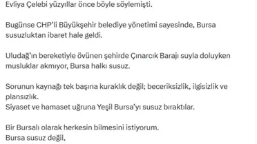 Bursa'nın Susuzluğu CHP'ye Atfedildi