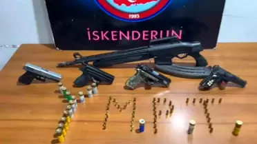 İskenderun'da ruhsatsız silah ele geçirildi