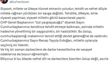İletişim Başkanı Duran'dan Özgür Özel'e Tepki: Siyaset Tehdit ve Nefret Diliyle Yapılmaz