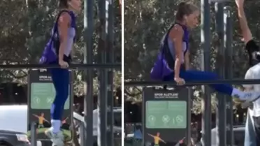 Bade İşçil, parkta spor yaparken görüntülendi