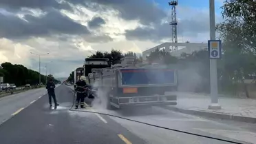 Muğla'da Freni Tutmayan TIR'da Yangın Çıktı