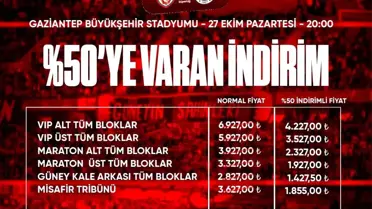 Gaziantep-Fenerbahçe Maçında Yüzde 50 İndirim