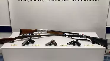 Alaçam'da Silah ve Çalıntı Motosiklet Operasyonu